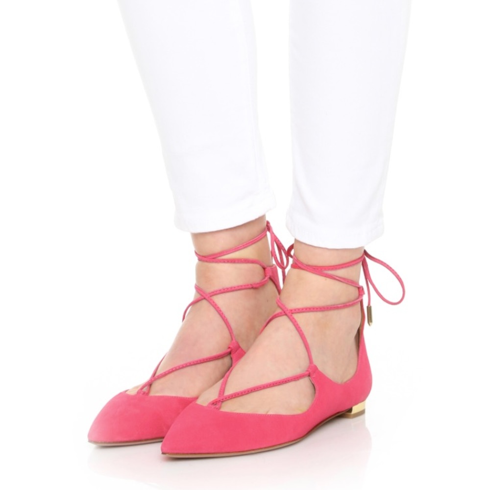 Aquazzura ‘Christy’ coral suede flats
